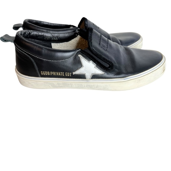 Golden Goose Hanami Black Leather Star Slip-On Sneakers Size 38 - Picture 5 of 10